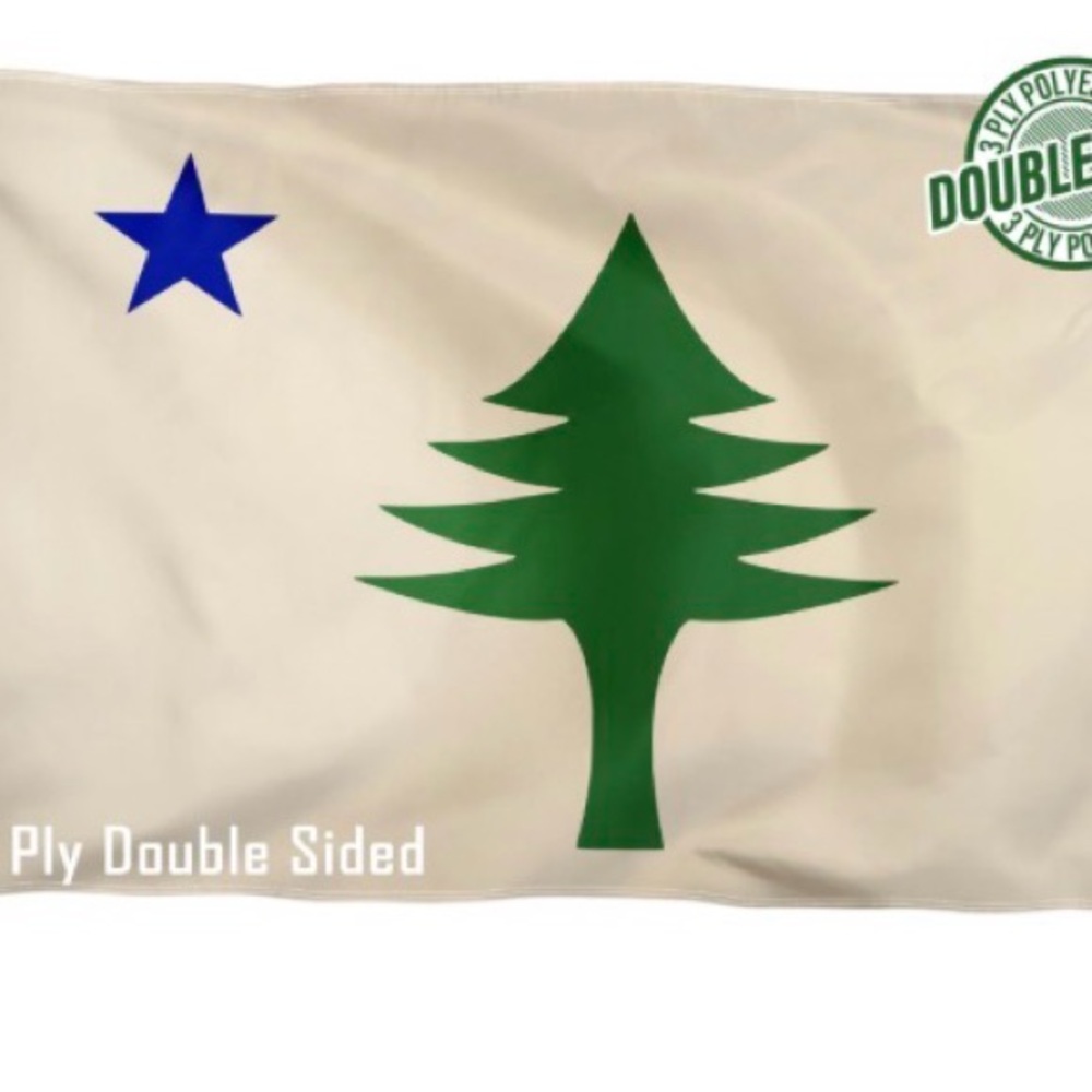Maine State Flag 3 x 5 ft.  Beige Flag with Green Cedar Tree and Blue Star